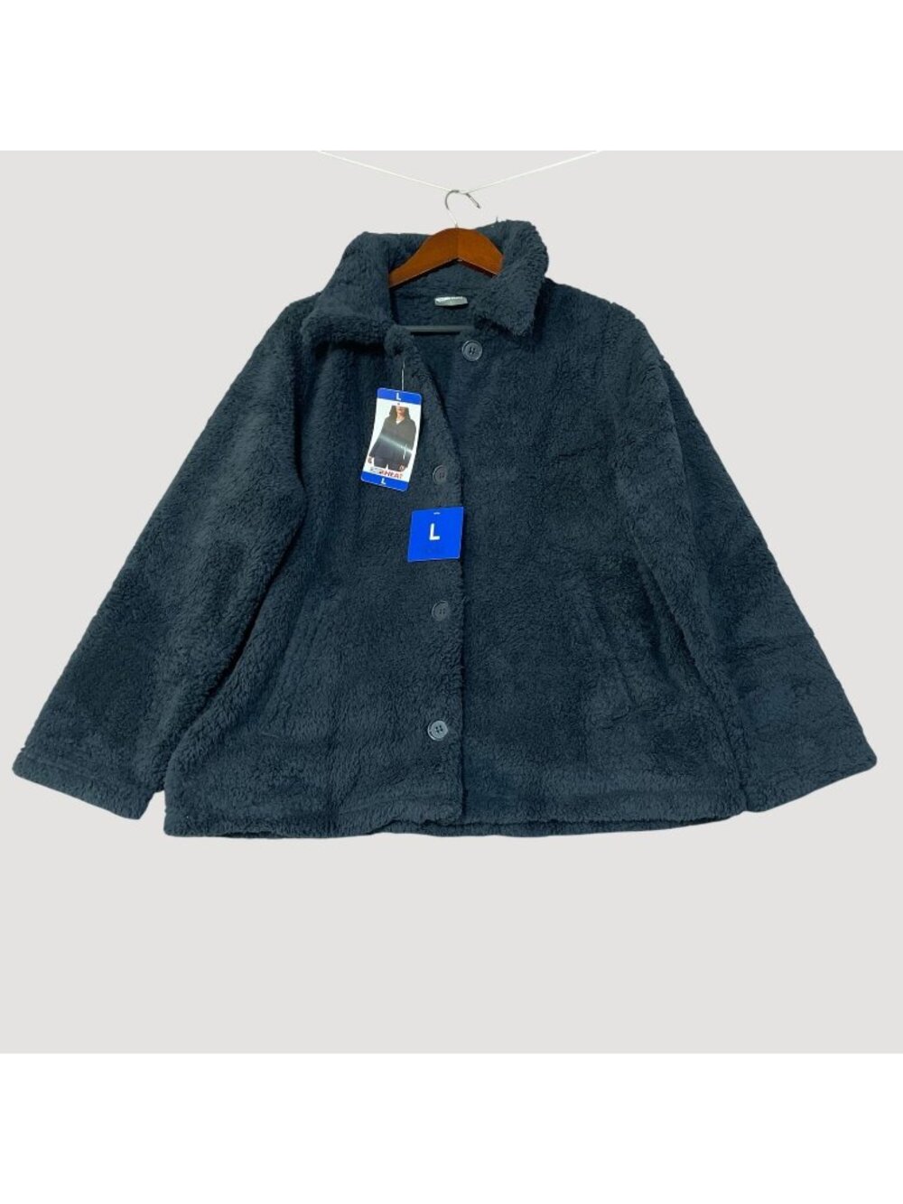 NWT 32 Degrees Heat Women's L Navy Blue Faux Fur  Teddy Jacket
